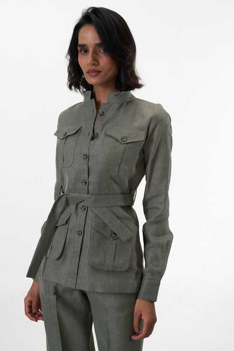 Ranthambore Shacket- Khakhi Green