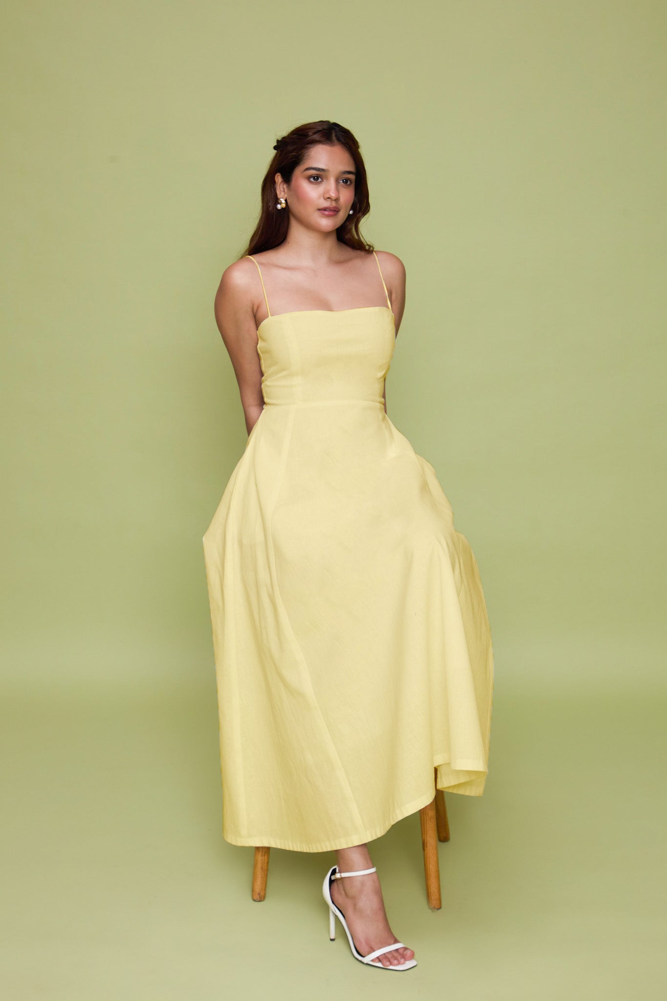 knee length dresses for ladies Sorelle Modal Lace-Trim Midaxi Dress in Butter Yellow