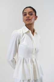 Remy White peplum poplin shirt by Mazikien, view 5