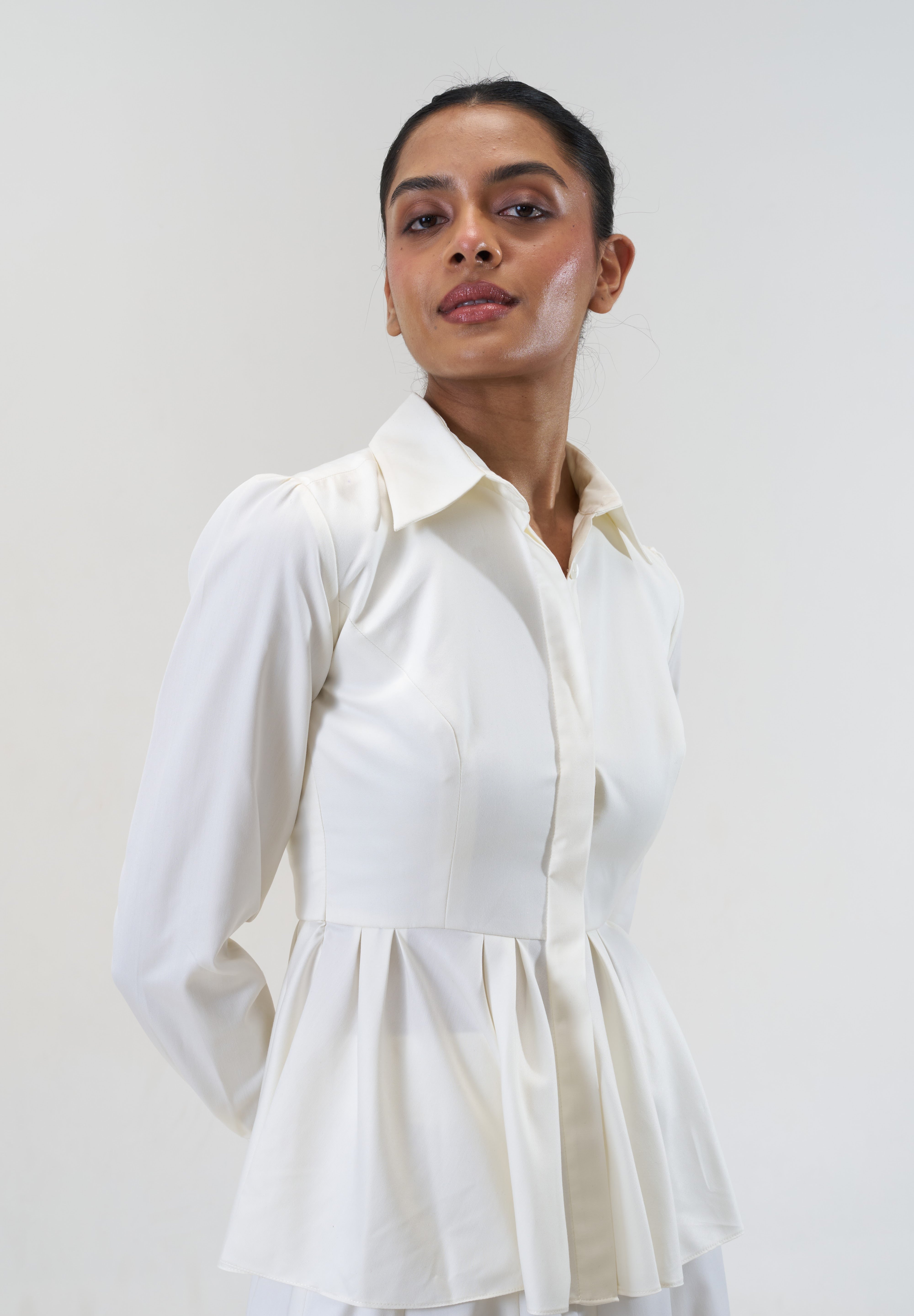 Remy White peplum poplin shirt by Mazikien, view 5