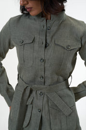 Ranthambore Shacket- Khakhi Green