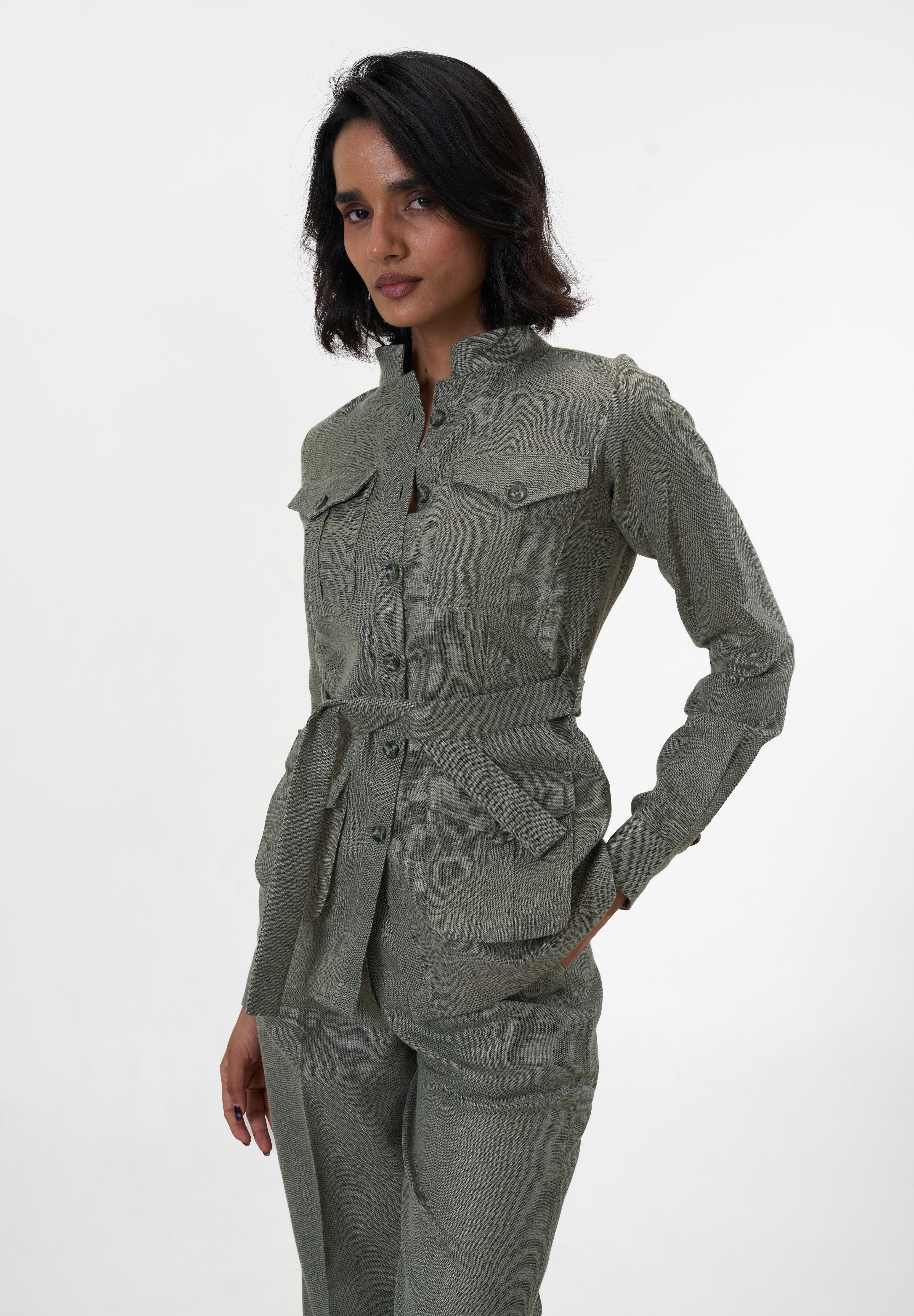 Ranthambore Shacket- Khakhi Green