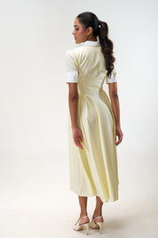 Stella Butter Yellow poplin midi shirt dress by Mazikien, view 5