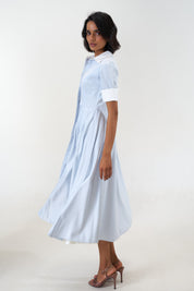 Stella Bluish Grey poplin midi shirt dress by Mazikien, view 18
