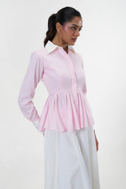 Remy Pink peplum poplin shirt by Mazikien, view 5