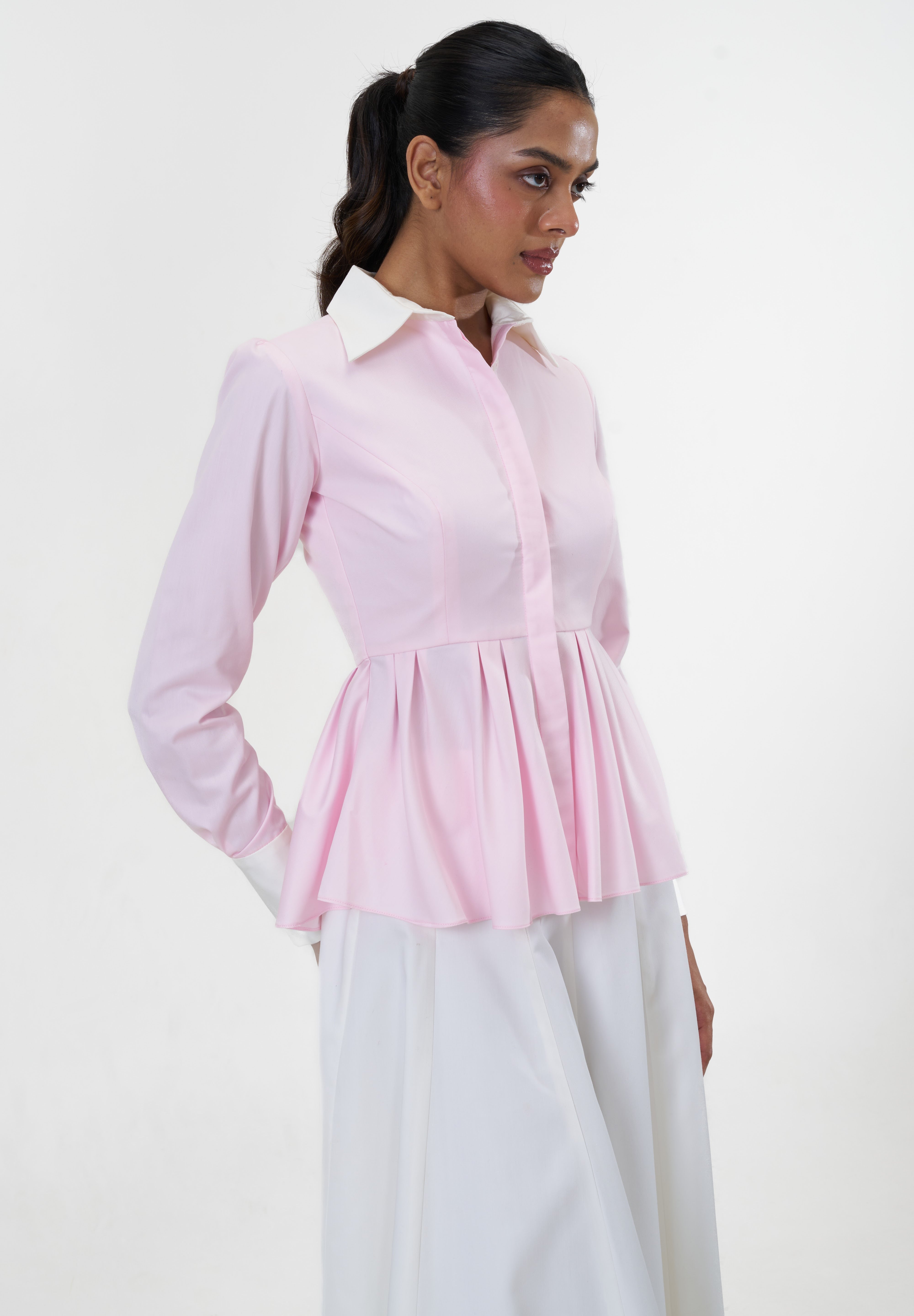 Remy Pink peplum poplin shirt by Mazikien, view 5