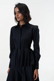 Remy Black peplum poplin shirt by Mazikien, view 10