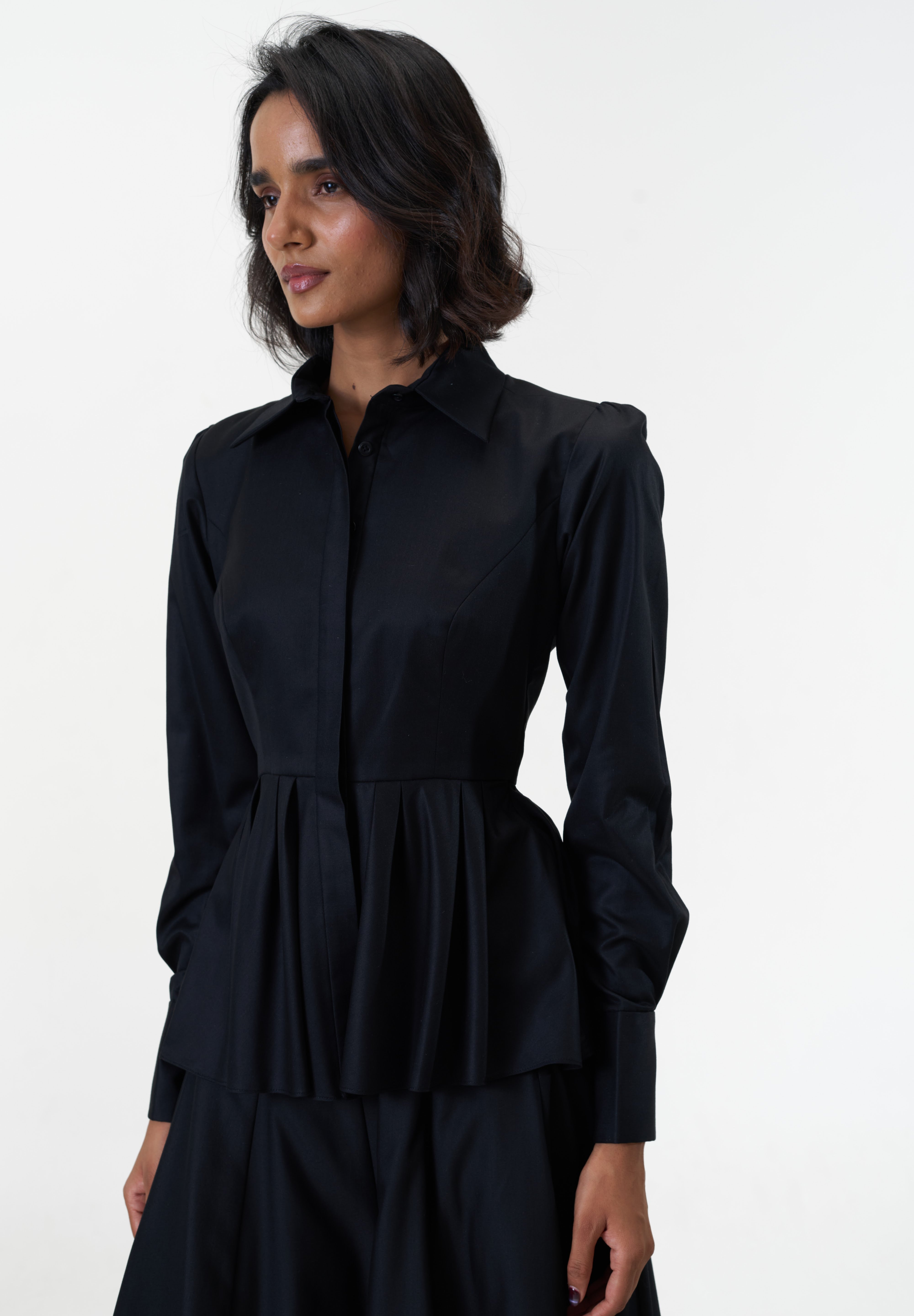 Remy Black peplum poplin shirt by Mazikien, view 10