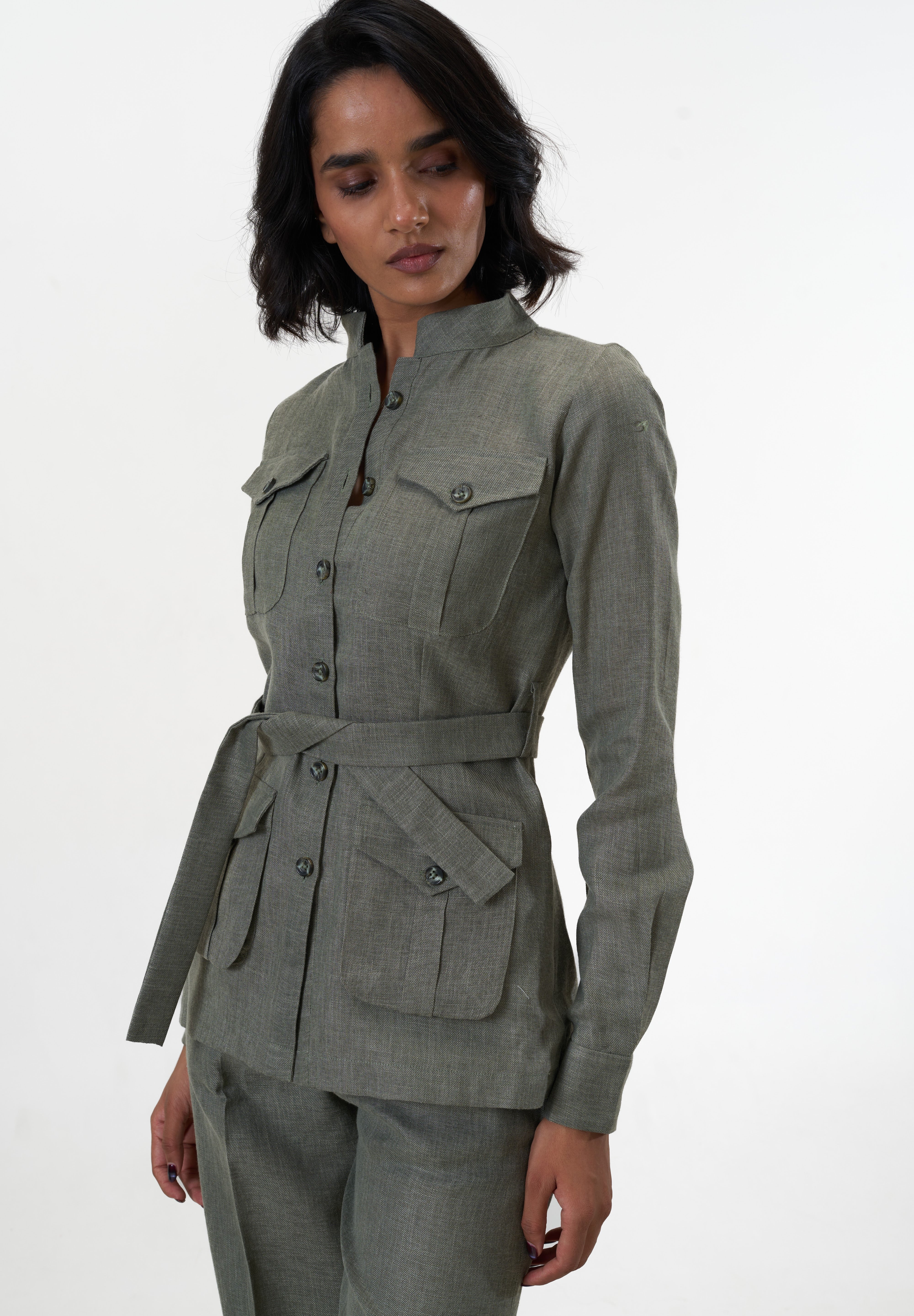 Ranthambore Shacket- Khakhi Green