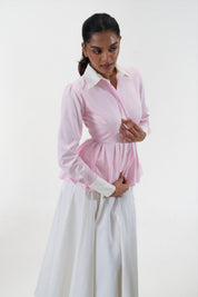 Remy Pink peplum poplin shirt by Mazikien, view 11