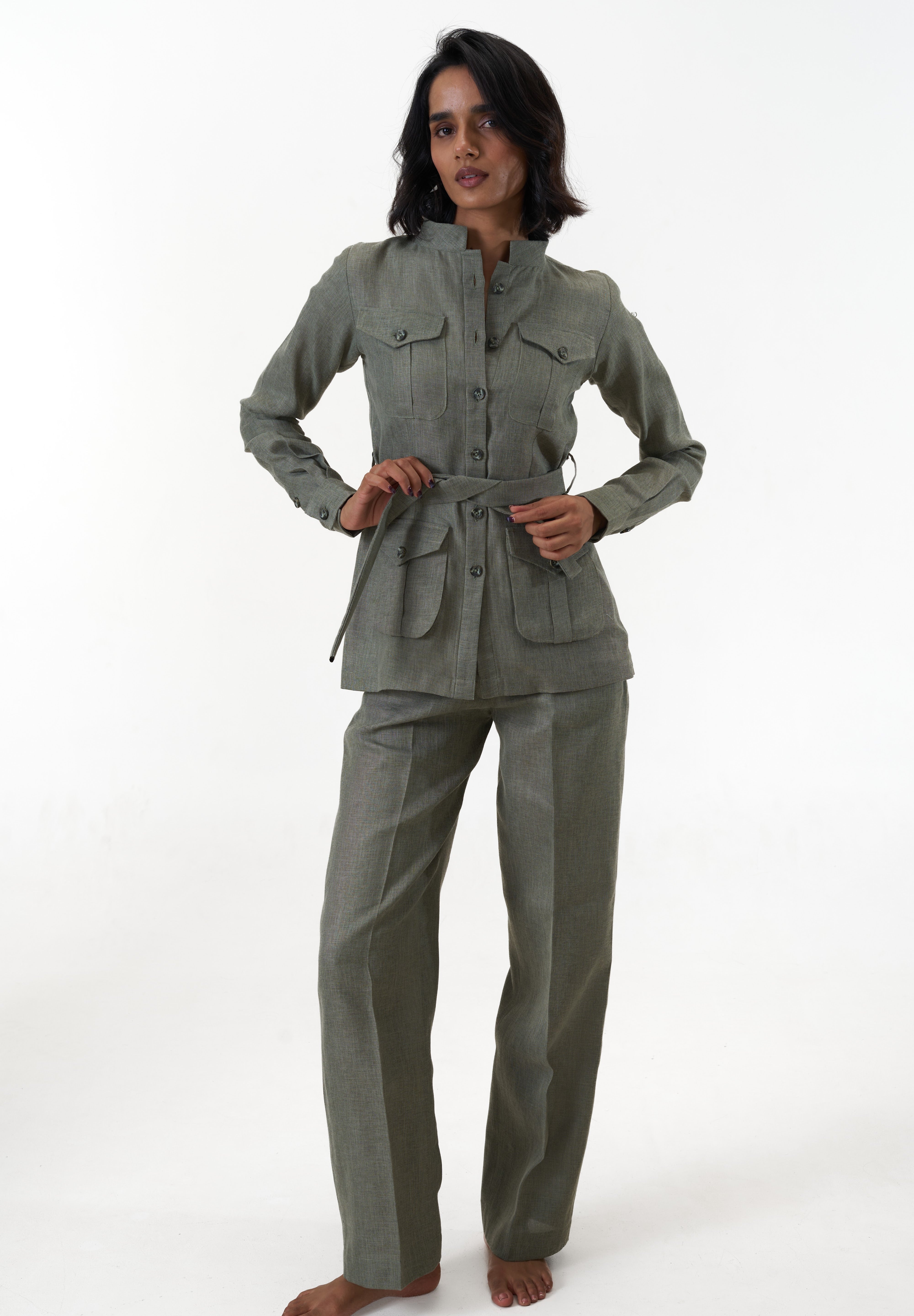 Ranthambore Shacket- Khakhi Green