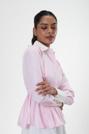 Remy Pink peplum poplin shirt by Mazikien, view 6