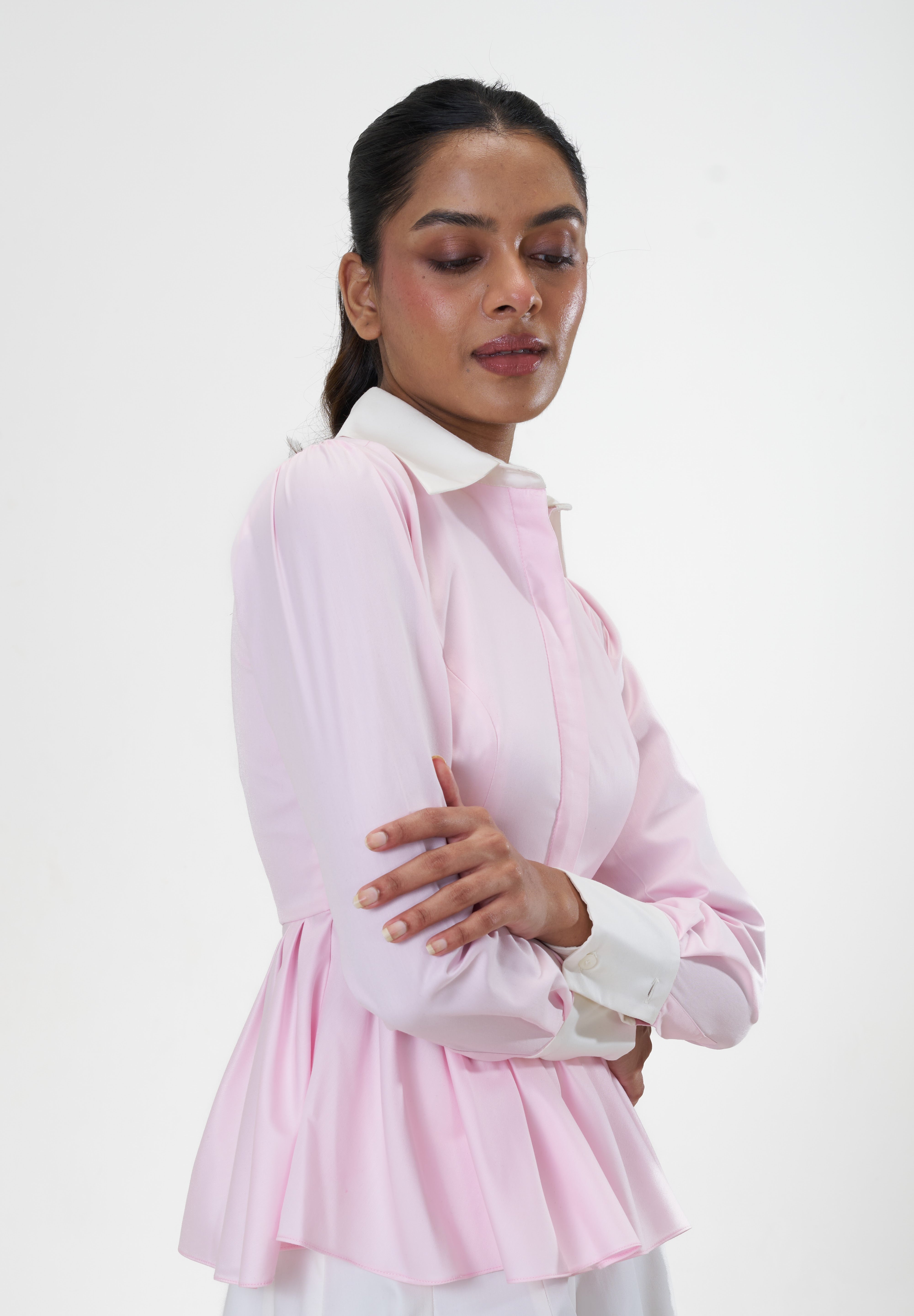 Remy Pink peplum poplin shirt by Mazikien, view 6
