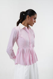 Remy Pink peplum poplin shirt by Mazikien, view 9