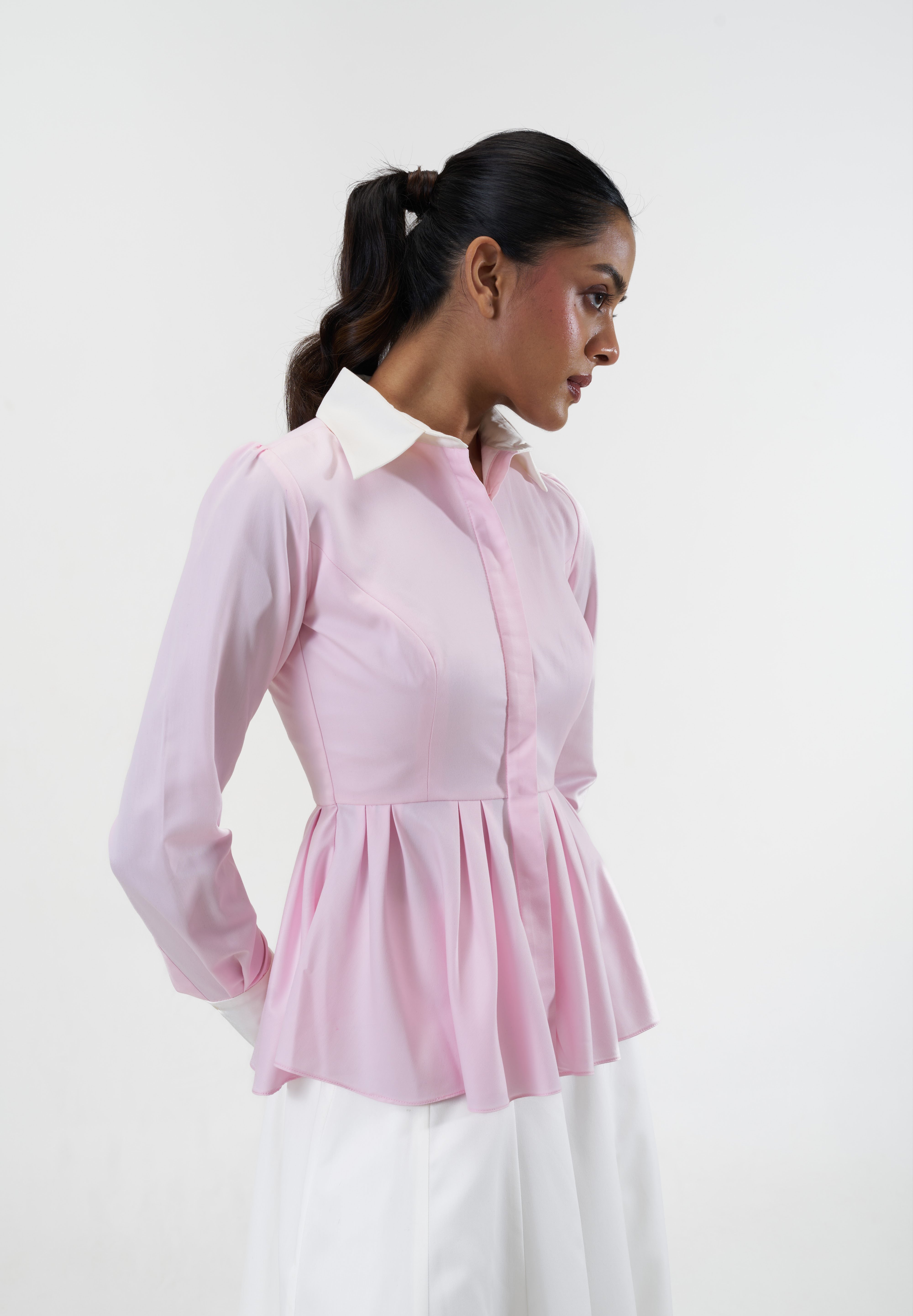 Remy Pink peplum poplin shirt by Mazikien, view 9
