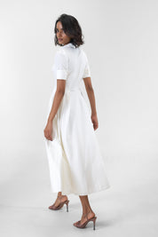 Stella White poplin midi shirt dress by Mazikien, view 3