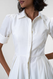 Stella White poplin midi shirt dress by Mazikien, view 8
