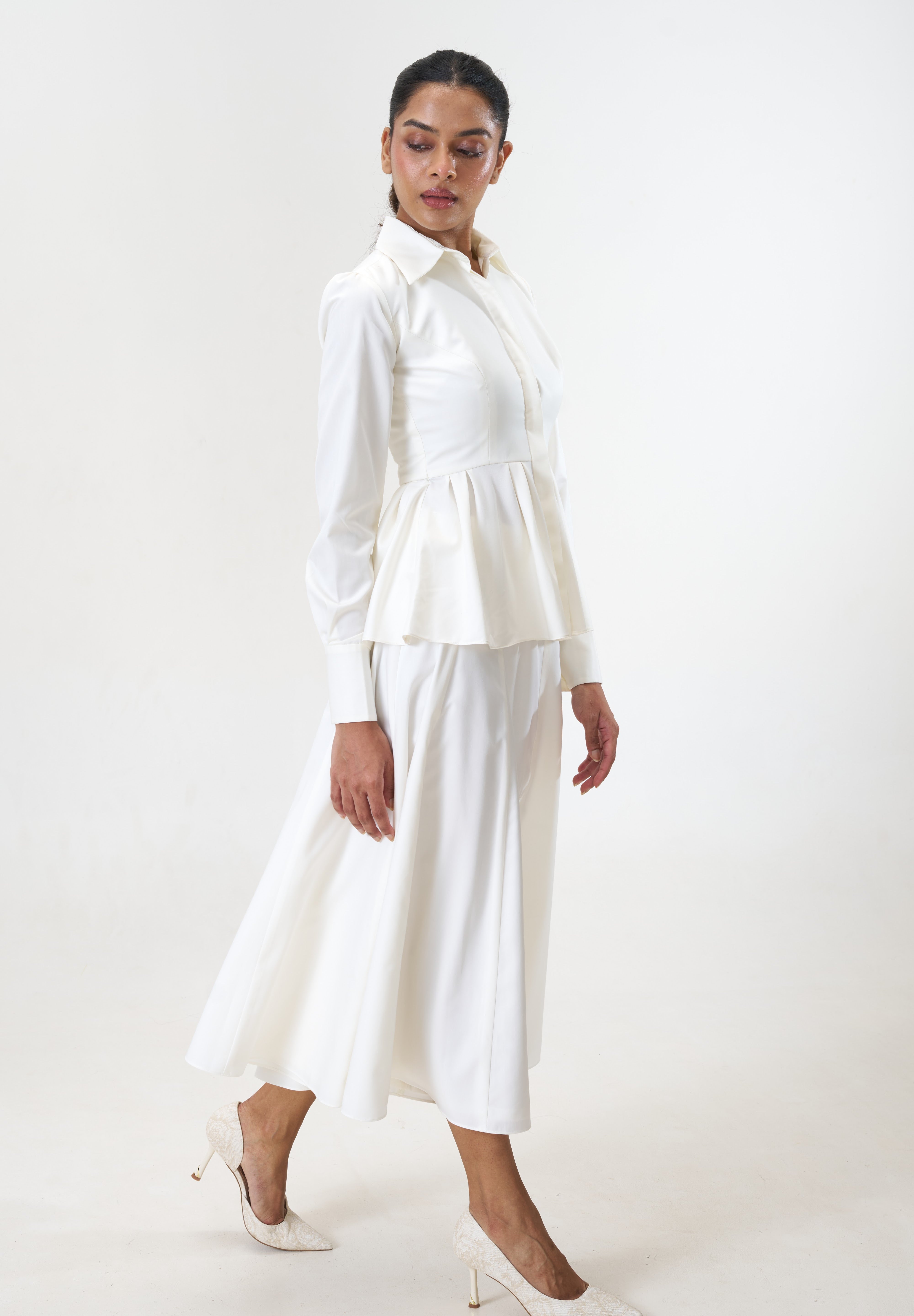 Remy White peplum poplin shirt by Mazikien, view 2