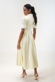 Stella Butter Yellow poplin midi shirt dress by Mazikien, view 6