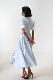 Stella Bluish Grey poplin midi shirt dress by Mazikien, view 12