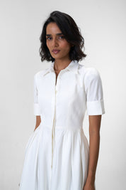 Stella White poplin midi shirt dress by Mazikien, view 7