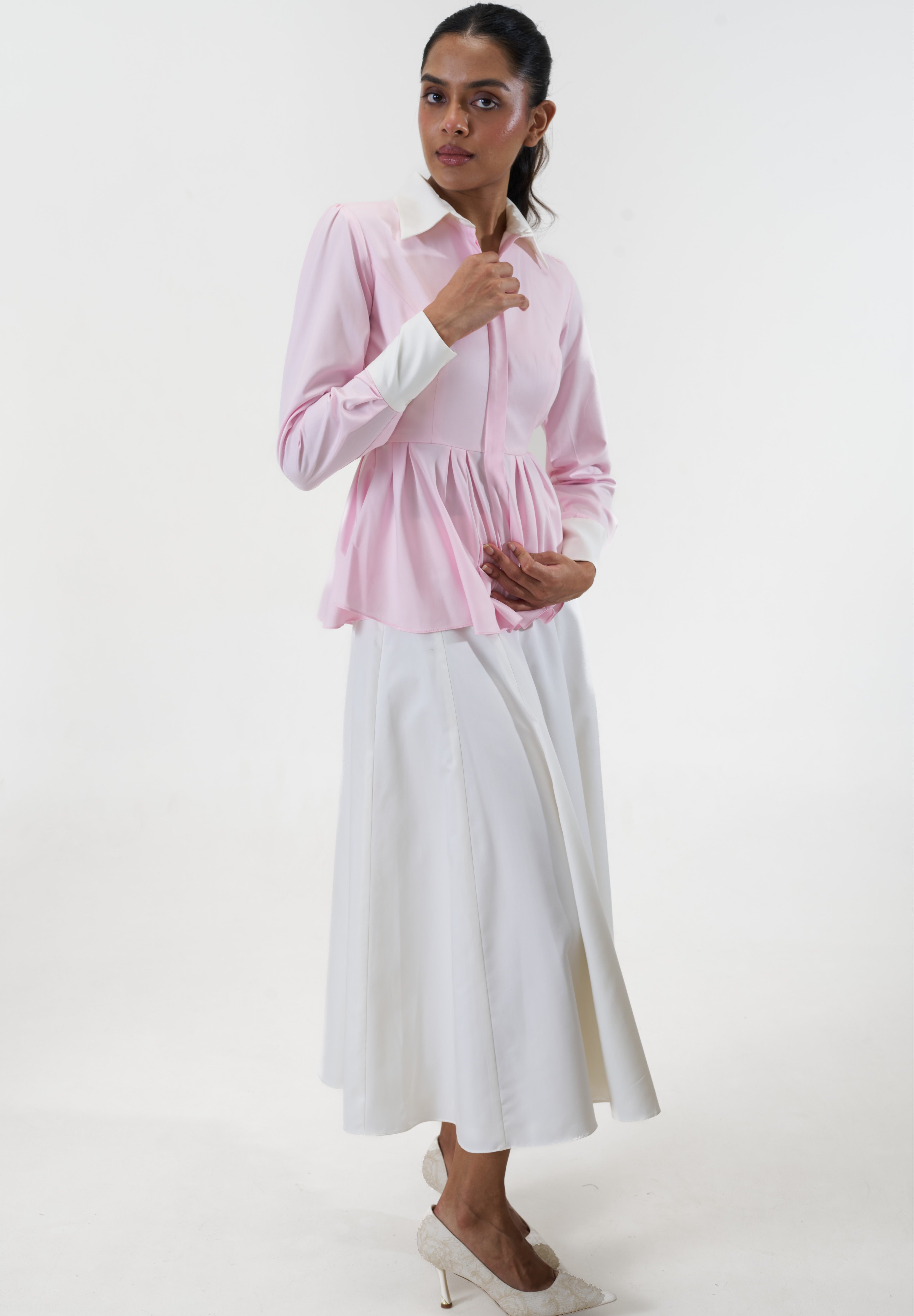 Remy Pink peplum poplin shirt by Mazikien, view 12
