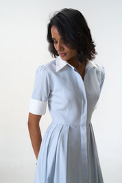 Stella Bluish Grey poplin midi shirt dress by Mazikien, view 13