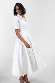 Stella White poplin midi shirt dress by Mazikien, view 5