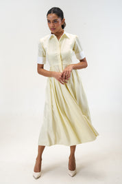 Stella Butter Yellow poplin midi shirt dress by Mazikien, view 7