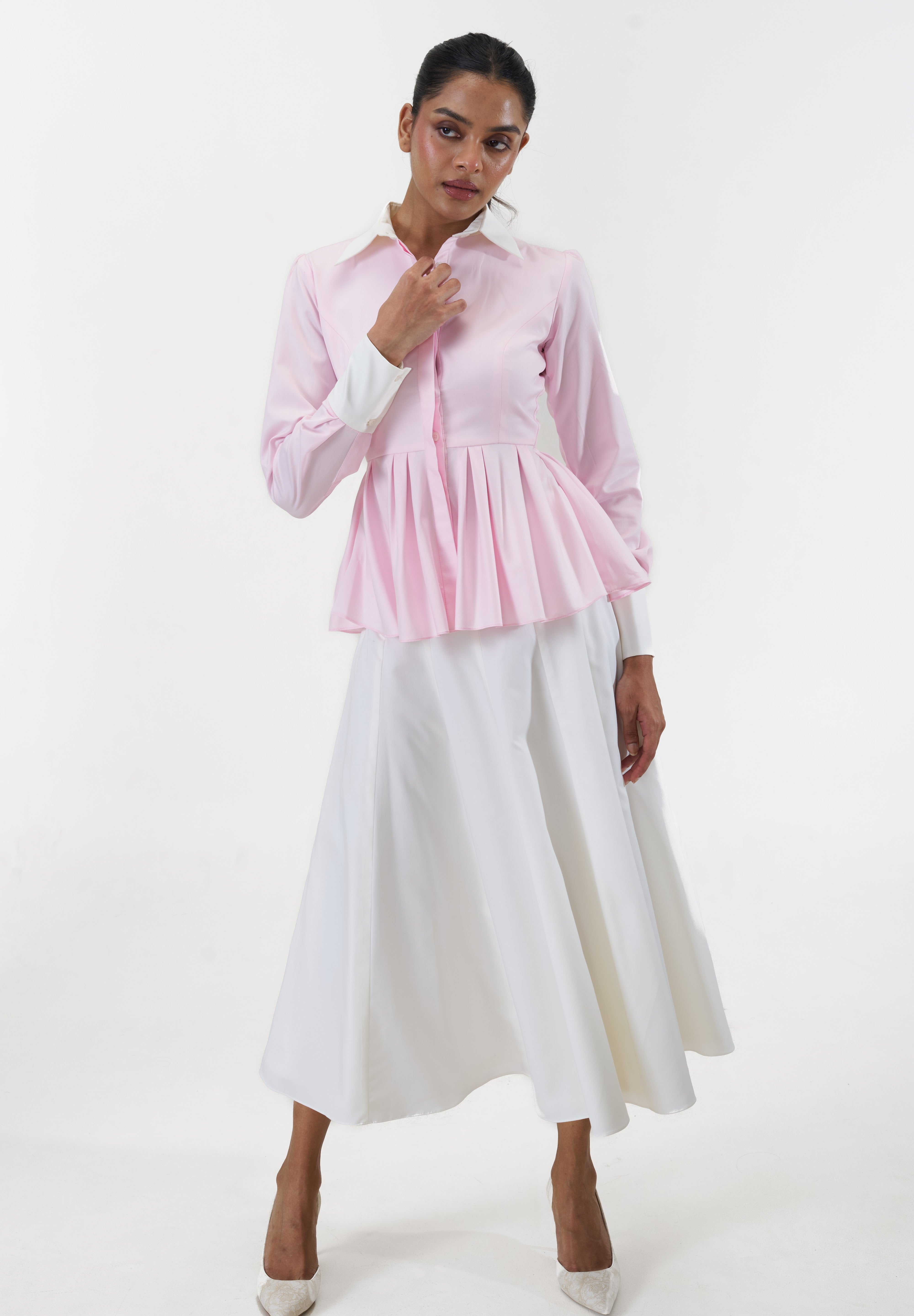 Remy Pink peplum poplin shirt by Mazikien, view 3