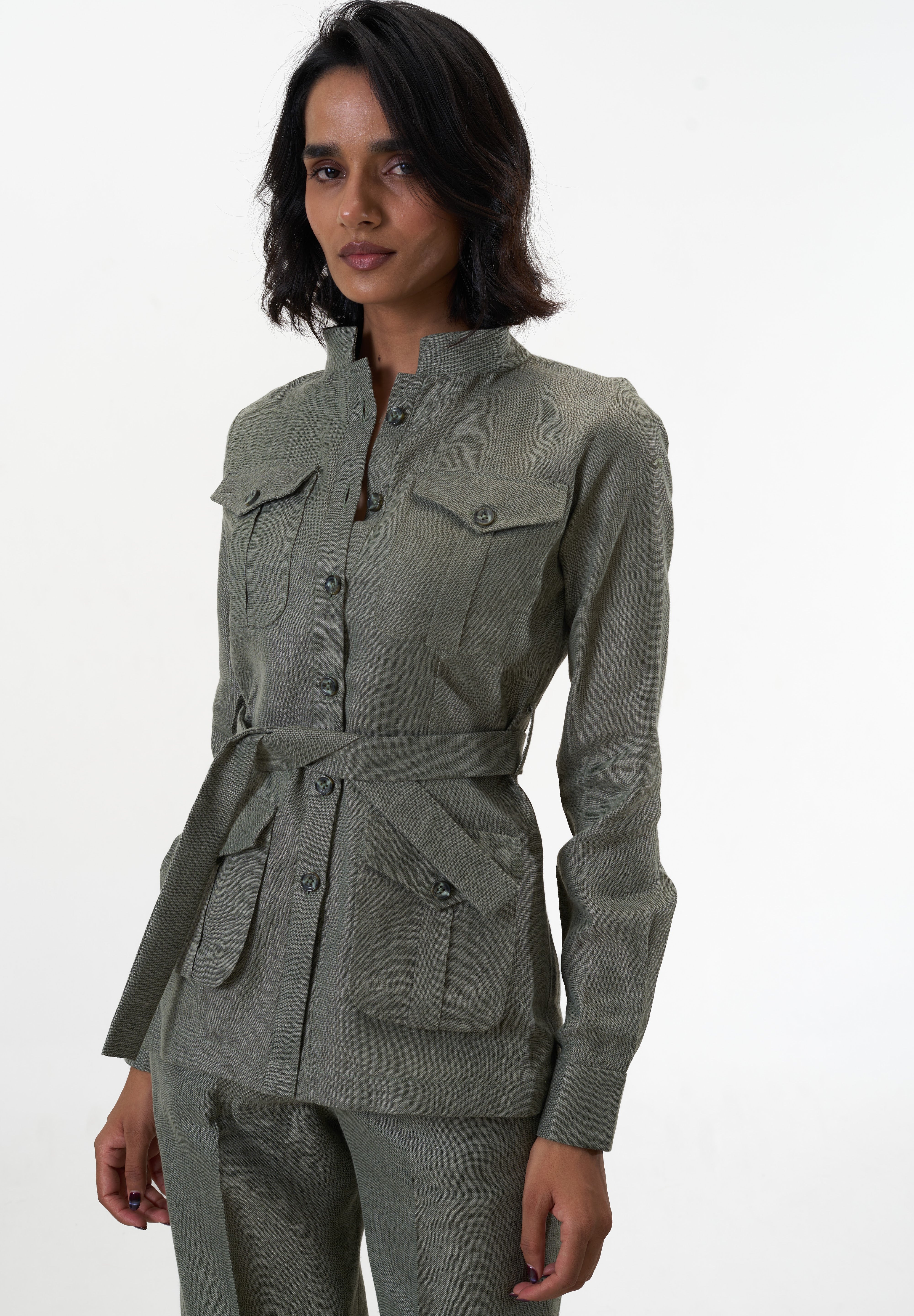 Ranthambore Shacket- Khakhi Green