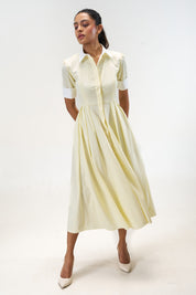 Stella Butter Yellow poplin midi shirt dress by Mazikien, view 8