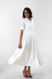 Stella White poplin midi shirt dress by Mazikien, view 10