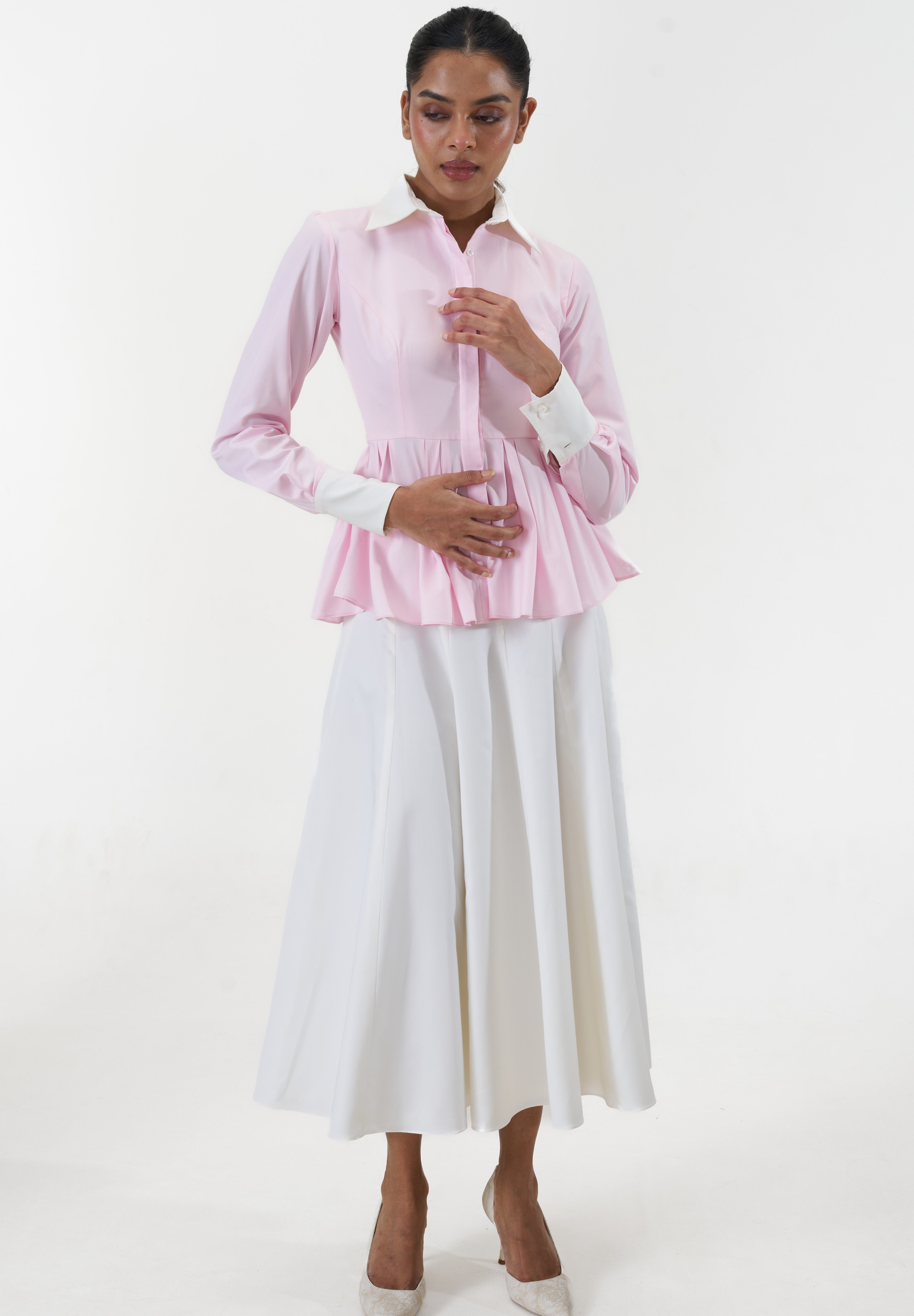 Remy Pink peplum poplin shirt by Mazikien, view 4