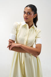 Stella Butter Yellow poplin midi shirt dress by Mazikien, view 4