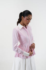Remy Pink peplum poplin shirt by Mazikien, view 10