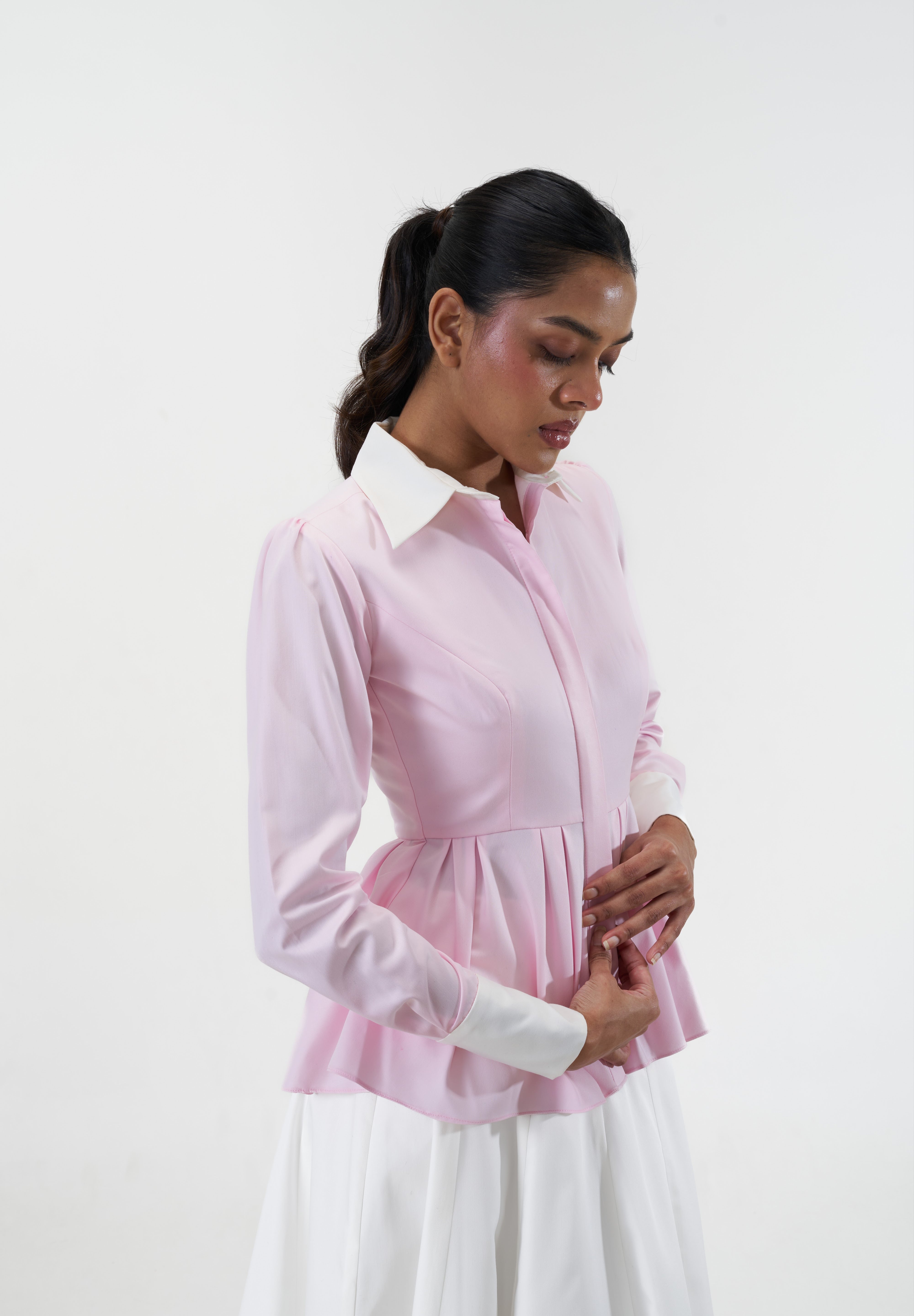 Remy Pink peplum poplin shirt by Mazikien, view 10