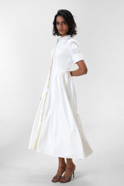 Stella White poplin midi shirt dress by Mazikien, view 11