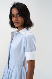 Stella Bluish Grey poplin midi shirt dress by Mazikien, view 15