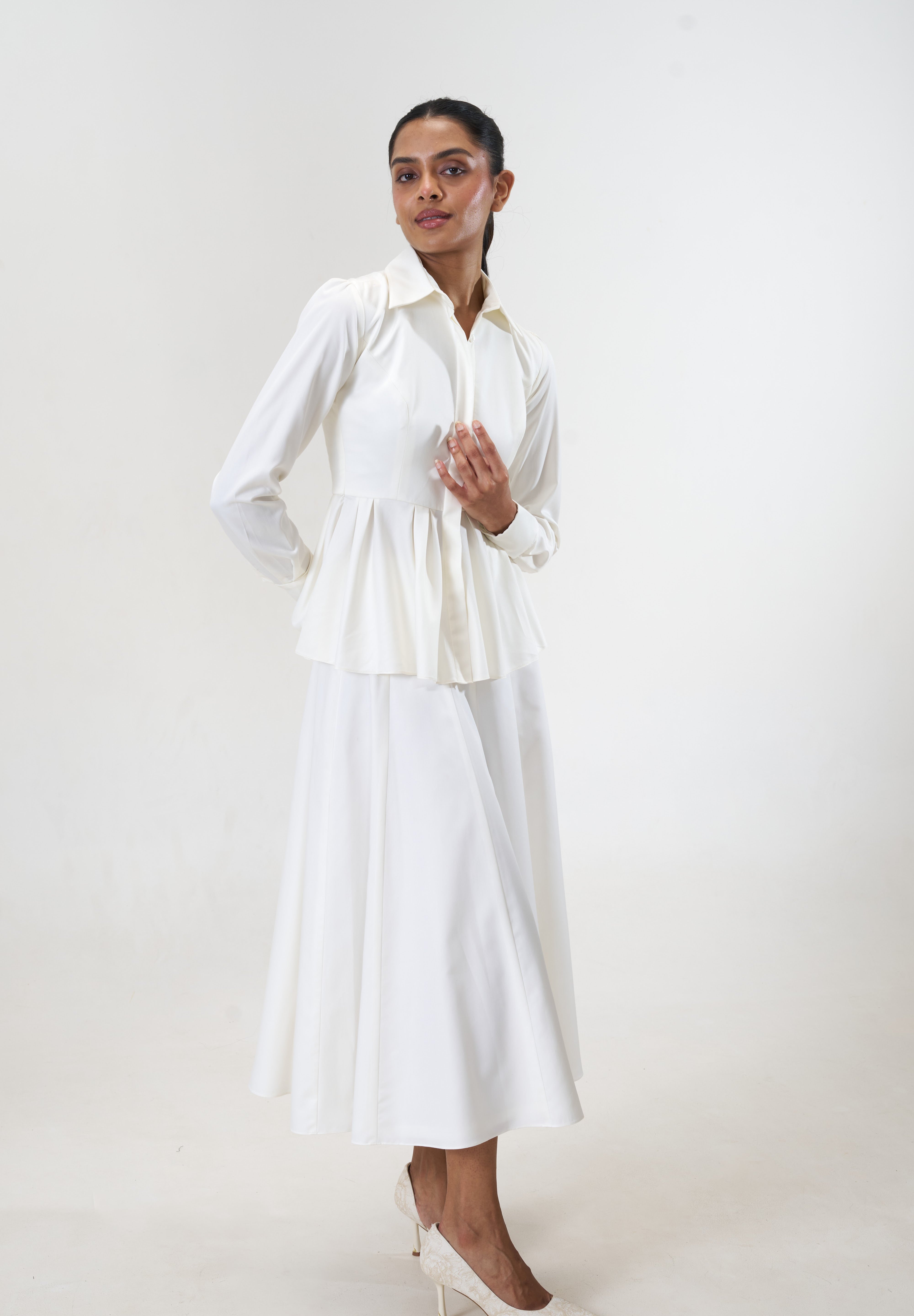 Remy White peplum poplin shirt by Mazikien, view 3