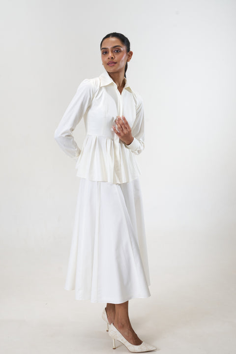 Remy White peplum poplin shirt by Mazikien, view 3