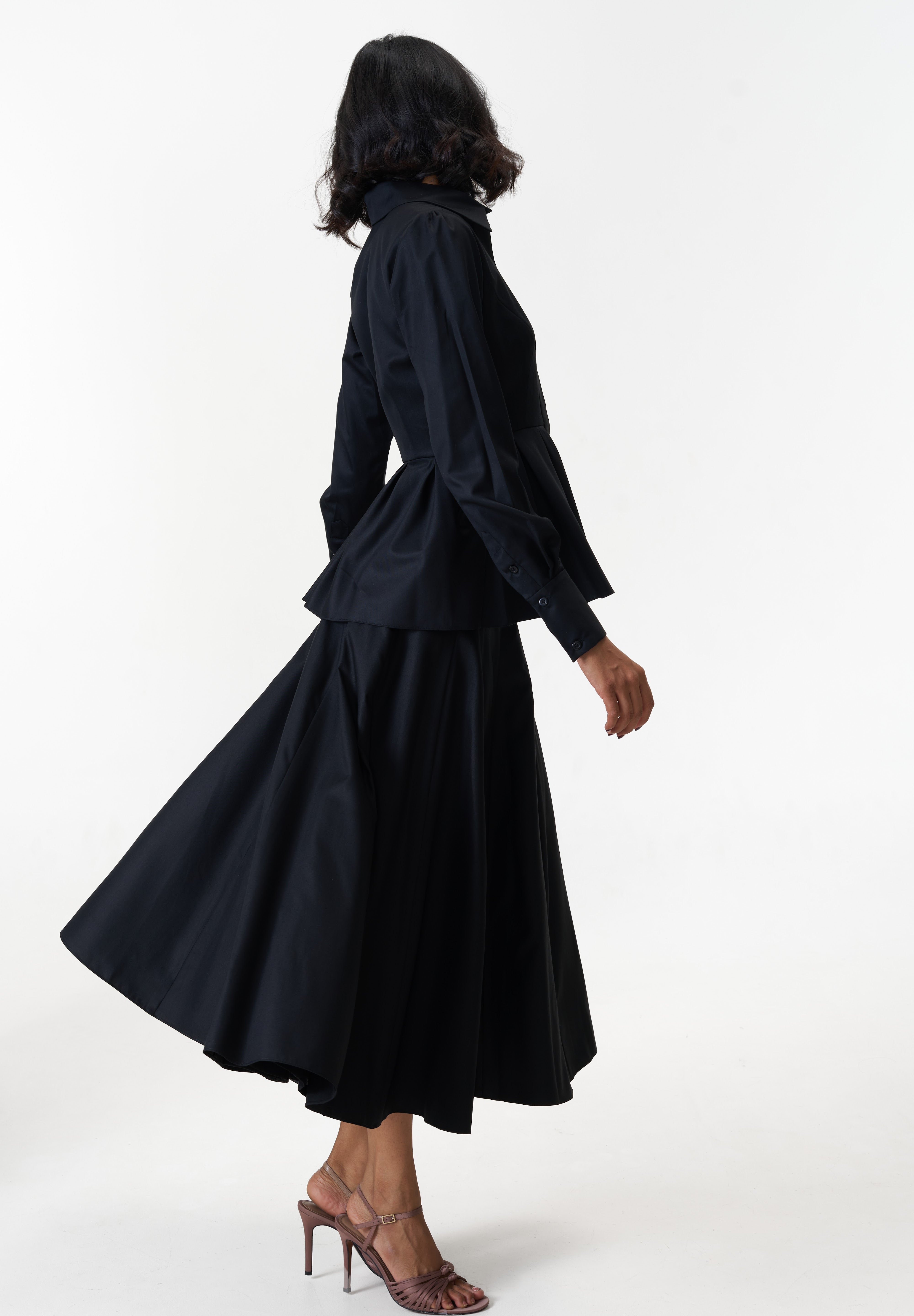 Remy Black peplum poplin shirt by Mazikien, view 7