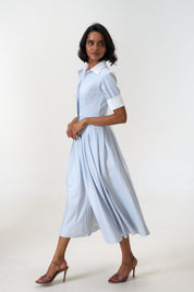 Stella Bluish Grey poplin midi shirt dress by Mazikien, view 9