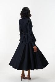 Remy Black peplum poplin shirt by Mazikien, front view