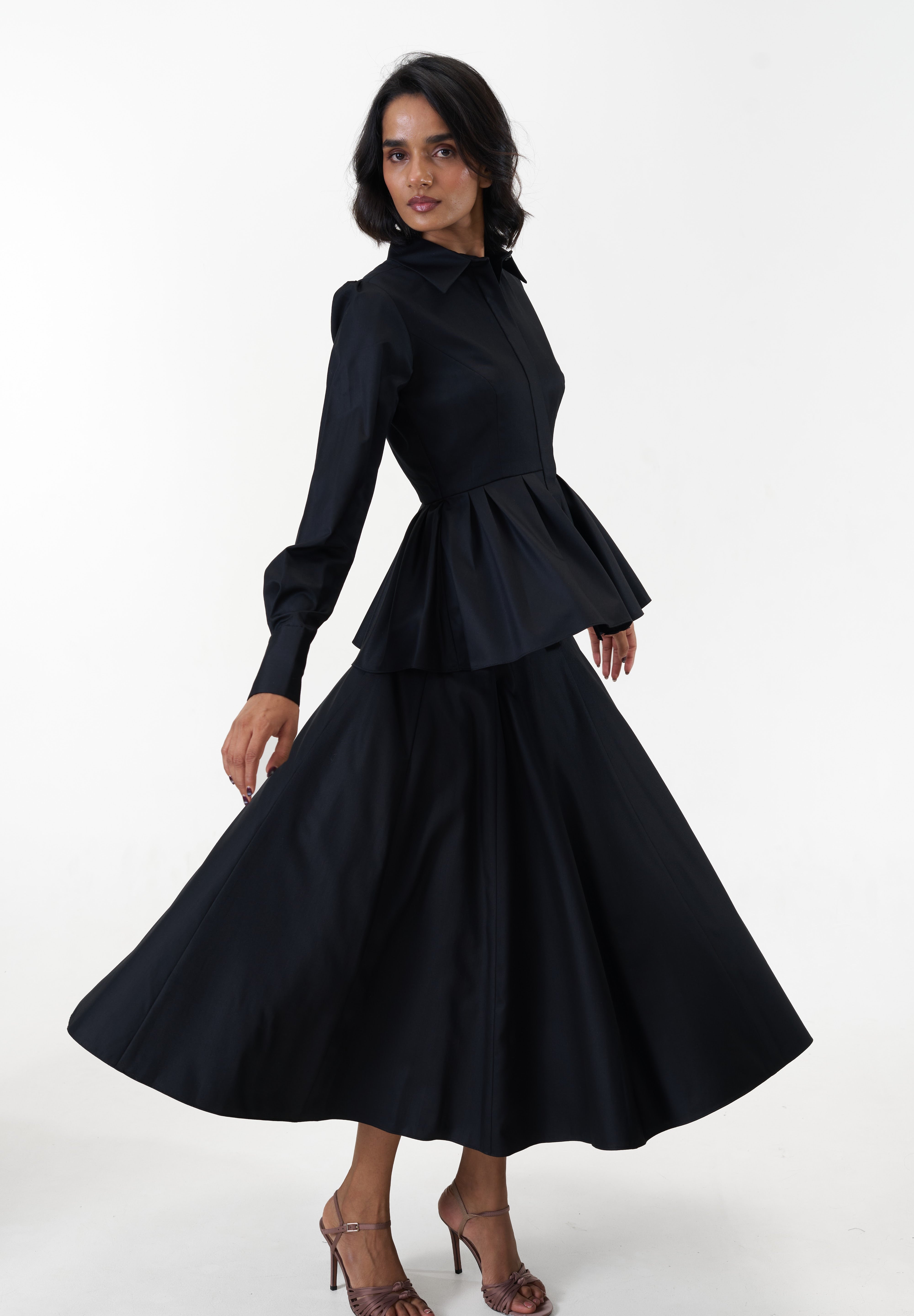 Remy Black peplum poplin shirt by Mazikien, view 2