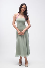 Agnis- Sage Green with Pink Contrast