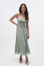 Agnis- Sage Green with Pink Contrast