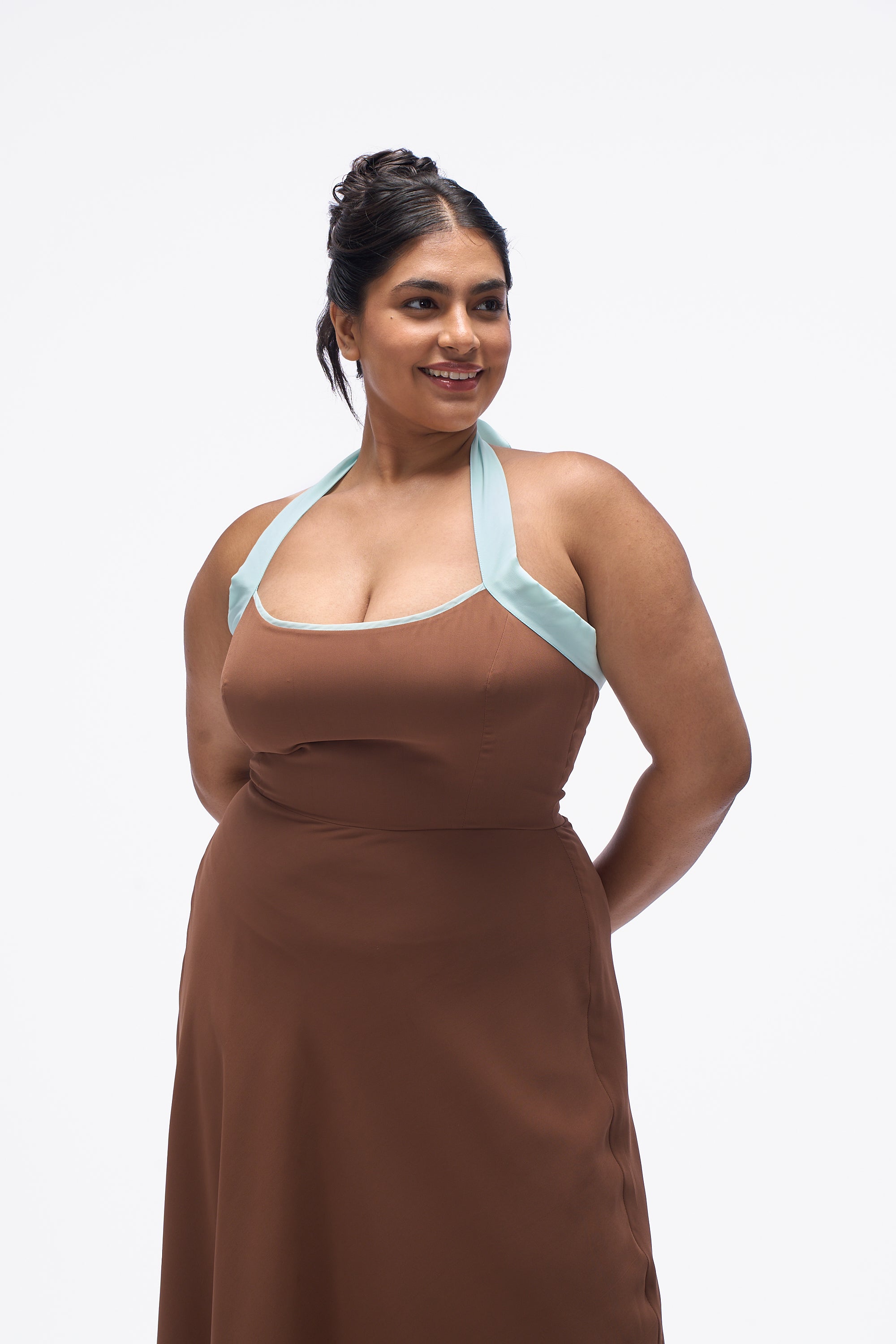 Agnis- Mocha Brown with Aqua Blue Contrast – Mazikien