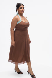 Agnis- Mocha Brown with Aqua Blue Contrast