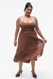 Agnis- Mocha Brown with Aqua Blue Contrast